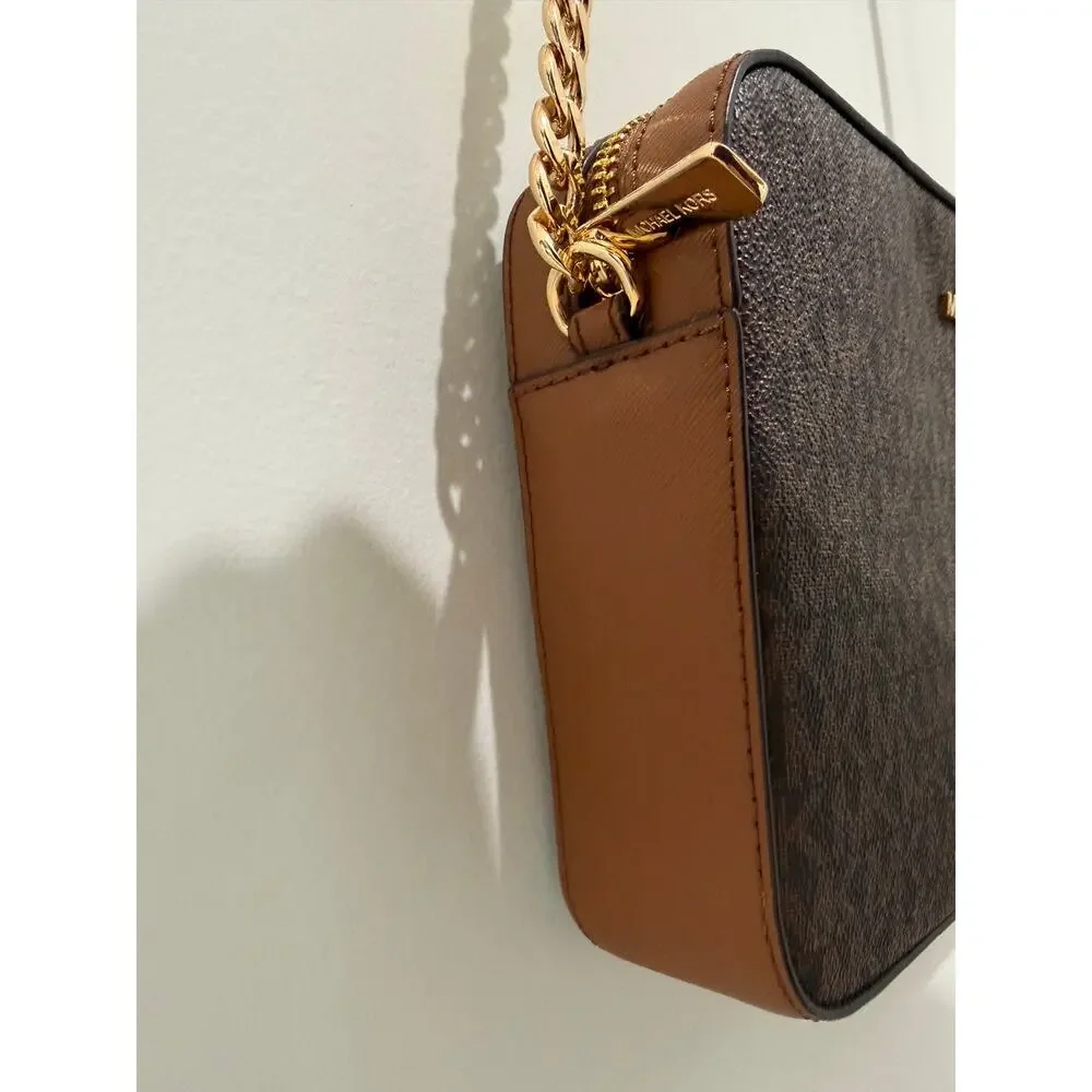 Michael Kors Jet Set Brown Signature East West Crossbody Handbag -in great cond